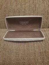 Coach Sunglasses Hard Case Embossed White W/ Brown Interior Clam Shell Eyeglass
