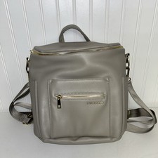 Fawn Design Vegan Leather Diaper Bag Backpack Gray