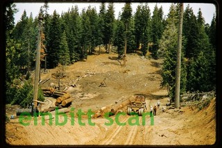 Original Slide West Side Lumber Co. Log Train Loading Scene 1957