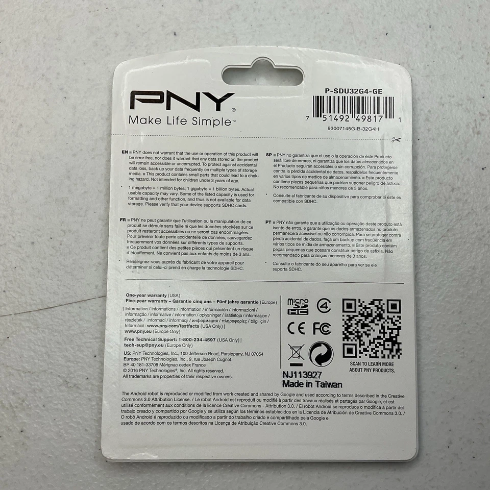 NEW SEALED PNY 32 GB Micro SD Card with Adapter - Image 2 of 2