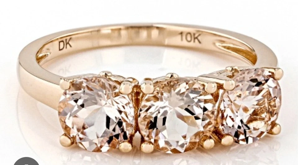 Anillo Morganita Rosa Oro Rosa 10K Talla 6 Estilo Vintage, 1.84ctw Foto 2 de 4