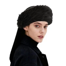  Faux Fur Headband Winter Headbands Elastic Ear Warmers Furry Ear Muffs Black