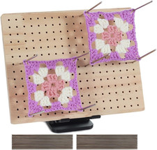 9.8 X7.7 Inches Crochet Blocking Board with Pegs, Wooden Blocking Boards for Gra