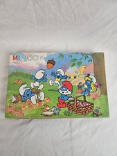 The Smurfs Milton Bradley 100 Piece Jigsaw Puzzle Complete 16x11" 1988