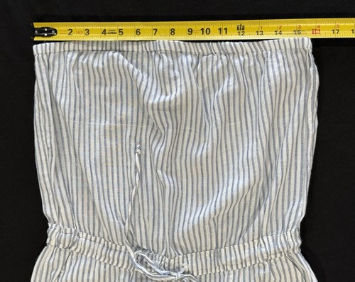 GAP Jumpsuit Capri Damen Trägerlos Baumwolle Blau/Weiß Gestreift UNPERFEKT Medium - Bild 3 von 12