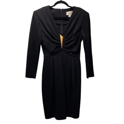 Vintage Constance Saunders for Richard Warren Wool Dress Black 10 USA READ