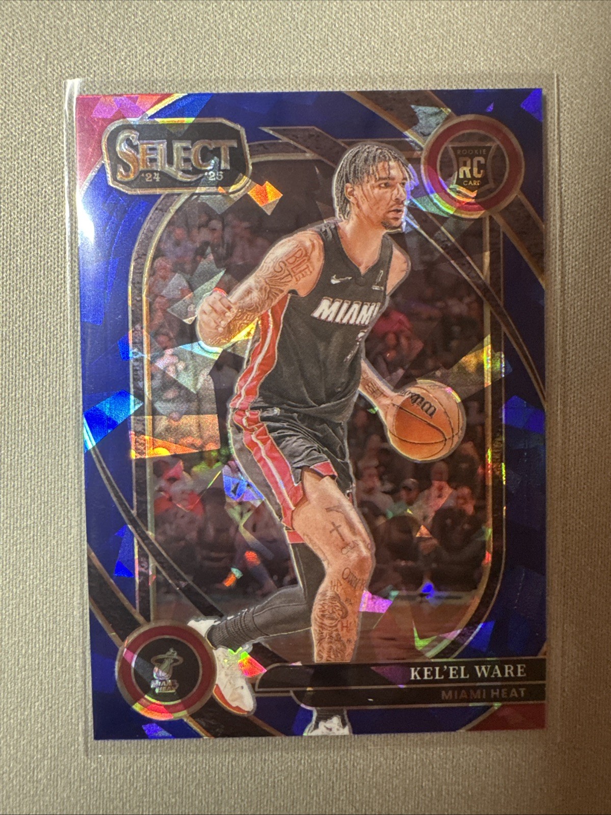 2024-25 Panini Select - Courtside Kel'el Ware #273 Blue Cracked Ice Prizm (RC)