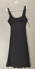 Forever 21 Dress Womens Medium Black Lace Trim Slip Midi Cami Nightgown Elegant