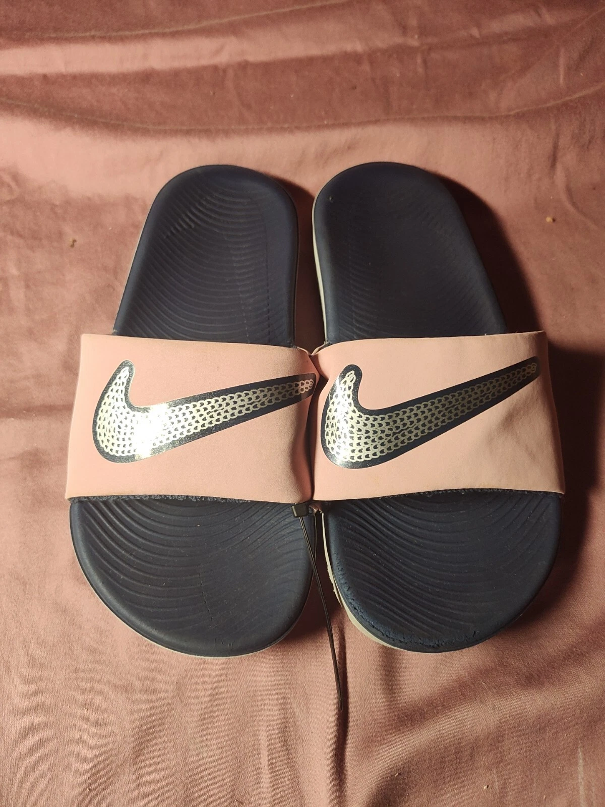 Sandali slip on Nike ragazze Kawa taglia 1Y rosa blu navy [I7]