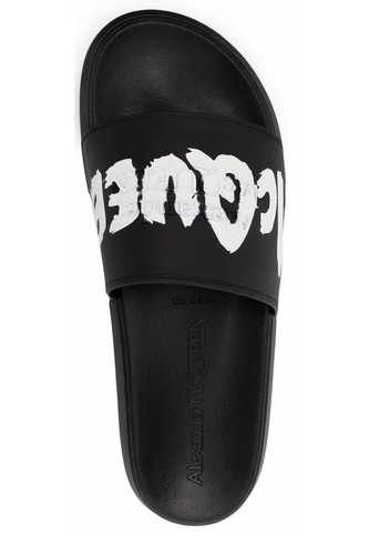 ALEXANDER McQUEEN 'Graffiti Logo' Rubber Slip-On Pool Slide Blk EU 42 US 9 *NIB* - Picture 23 of 24