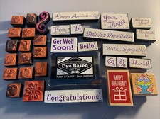 Rubber Stamps Lot of 33 Sentiments Words Greetings Sayings Wishes Phrases