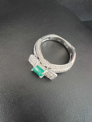 Anello diamante oro bianco 18K naturale 1,45CT taglio principessa smeraldo G/VS taglia 6 6,9 GR - Foto 9 di 24