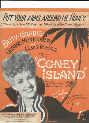 Betty Grable Sheet Music 'Put Your Arms Around Me, Honey' words by Junie McCree
