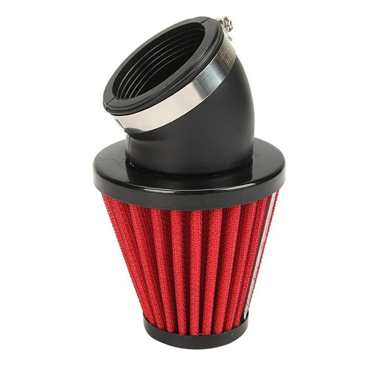 Cone Style 45° Bend Inlet Motorcycle Cold Air Intake Filter W/Adjustable Clamp