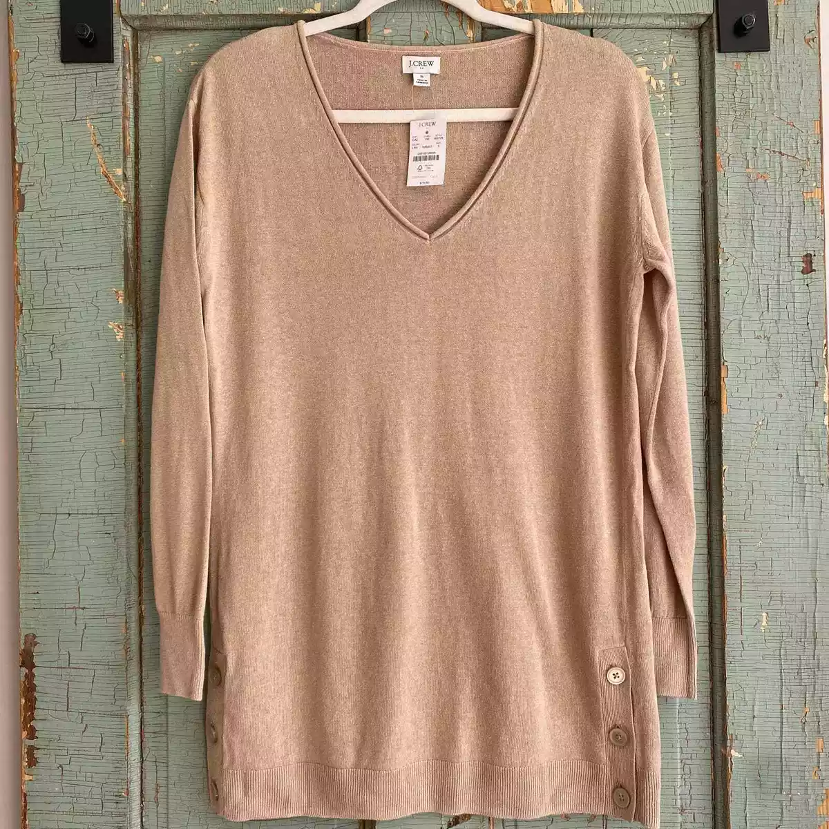 NWT J. Crew Linen blend button tunic sweater eBay