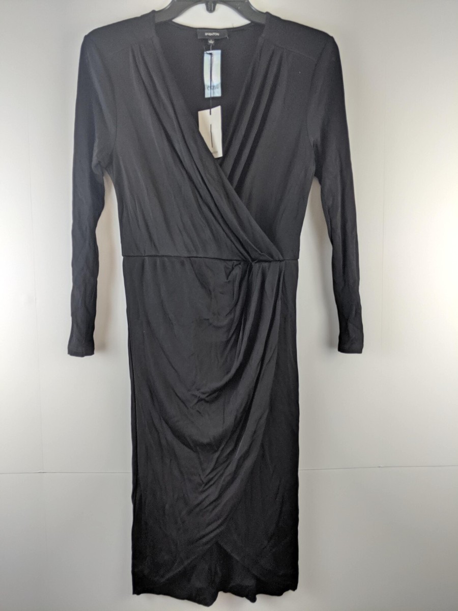 black long sleeve prom dress plus size Black Long Sleeve Evening Dress with Split – 27dress main image 1