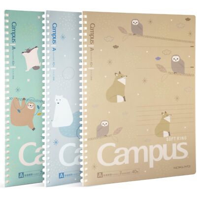 KOKUYO Spiral Notebook Journal, 3 Pack Campus B5 Soft Ring Notebooks with Dot...