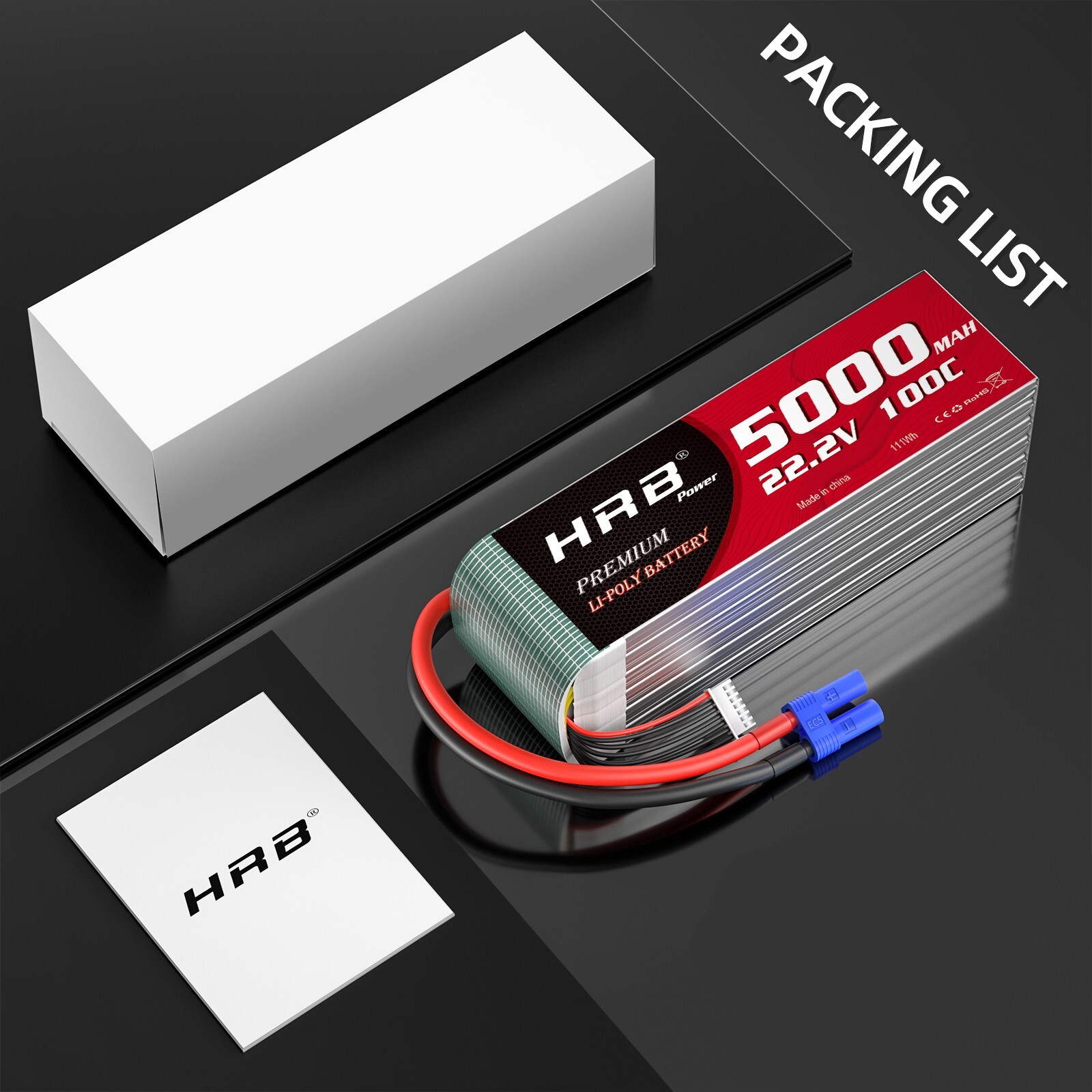 2pcs HRB 5000mAh 6S 22.2V EC5 100C LiPo Battery for RC Quadcopter Truck Drone