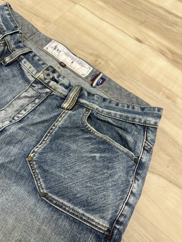 Akoo Mens Jeans Pants 38x33 Blue Distressed Denim King Of Oneself Straight Fit - 第 4/15 張圖片