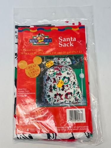 Cleo Santa Sack Disney Mickey Mouse Christmas Cute Vintage 1997 Gift Bag BIN 18