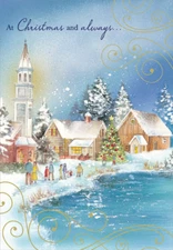 Lakeside Town Designer Greetings Christmas Card