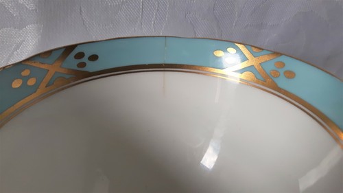 TOSKANISCHES PORZELLAN TEETASSE ART DECO BONE CHINA TEETASSE IN WEISS TÜRKIS UND GOLD - Bild 10 von 10