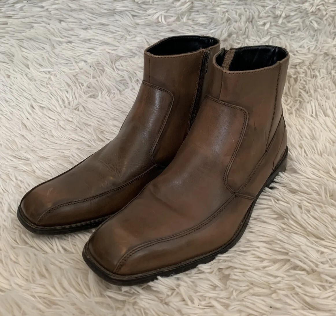 Kenneth Cole Reaction Zip Up Ankle Boots Brown Leather  display picture 1