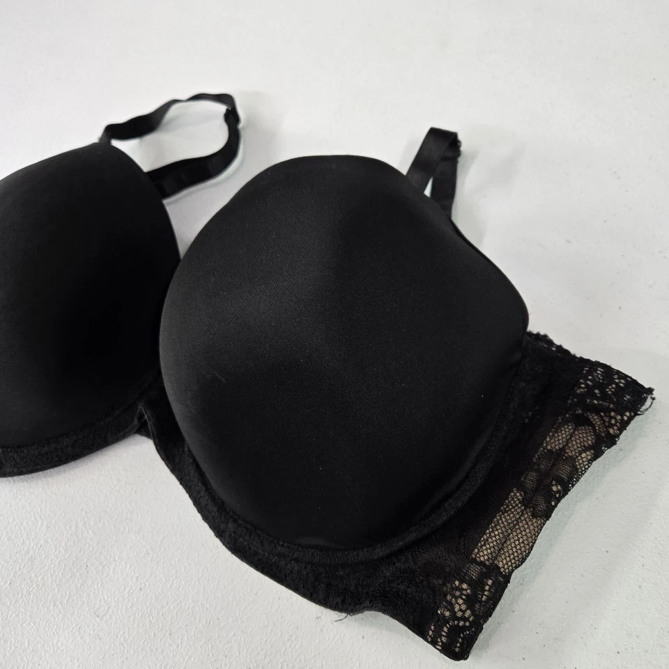Sujetador Delta Burke 42D negro camiseta encaje con aros correas ajustables Foto 3 de 4