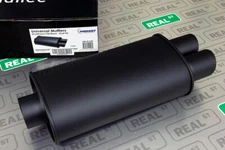 Vibrant StreetPower Flat Black Oval Muffler with Dual 3" Tips - 3" Inlet