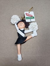Personalized Cheerleader Brown Hair Black Uniform Christmas Ornament