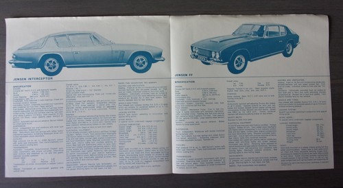 JENSEN FF & INTERCEPTOR SERIES 1 orig 1967 UK Mkt Large Format Sales Brochure - Afbeelding 2 van 3
