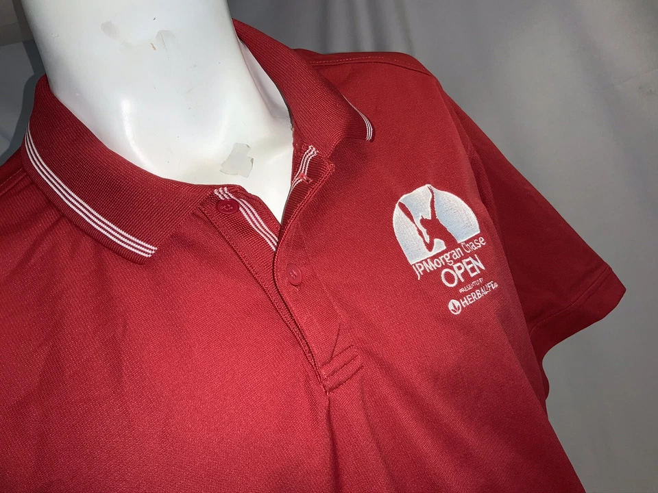 Adidas US Open JPMorgan Chase Polo Tenis Camisa M Hombres Rojo Poli Sin Etiquetas YGI I0-351 Foto 3 de 4
