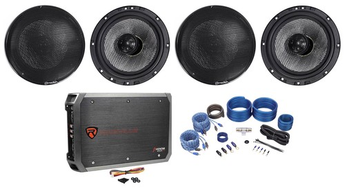 (4) American Bass SQ 6.5" 80w RMS Car Audio Speakers+4-Channel Amplifier+Wires - Imagen 1 de 12