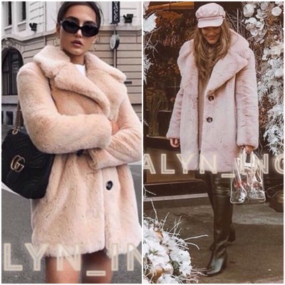 zara pink faux fur jacket