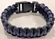 Survival Paracord Bracelet Black & Gray Size 8 1/2"