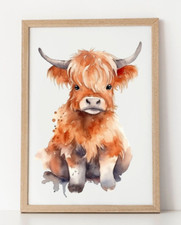 Cow Wall Art Print, Cute Highland Cow Art Print, Farmhouse Wall Art Decor, Cows