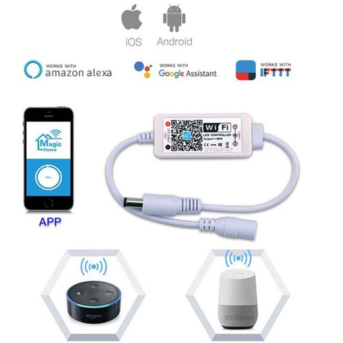 Magic Home Wifi LED Strip Light Controller APP Voice Control Single Color Tape - Afbeelding 7 van 12