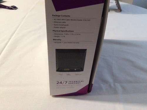 NETGEAR AC1600 Wifi Cable Modem Router C6250 - Black (C6250-100NAS) - Picture 7 of 8