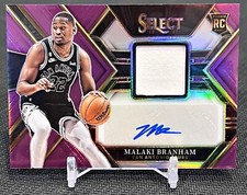 2022 Select Malaki Branham RC Rookie Jersey Auto Purple Prizm /99 Spurs RJA-MKB