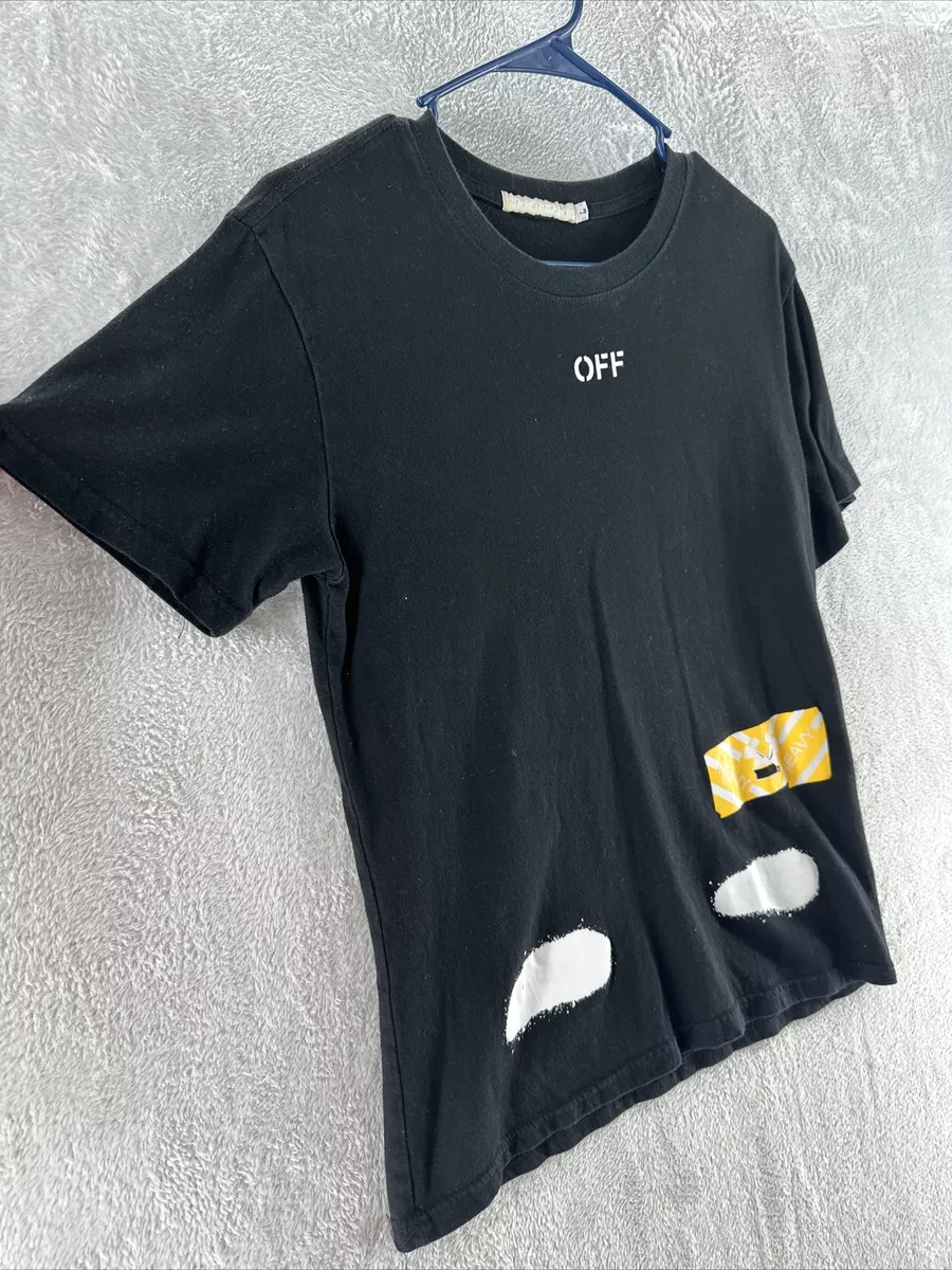Off White Logo Print Crewneck T shirt Large Pre Owned Spray Logo