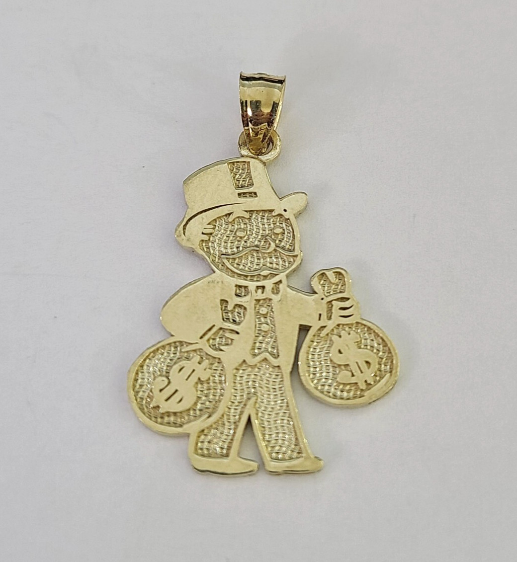 Colgante con dije de bolsa de dinero para abuelo de 10 k oro amarillo real de 10 quilates