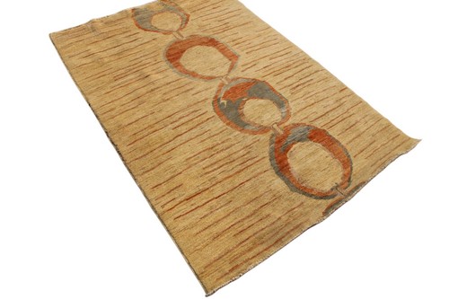 4x6 Ft Beige Oriental Area Rug Afghan Hand Knotted Veg Dye Wool Bedroom Rug - Picture 2 of 10
