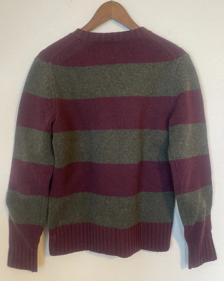 JACK SPADE BLEEKER STREET V Neck Sweater Wool Cashmere Burgundy/ Green Size S - Image 4 of 4