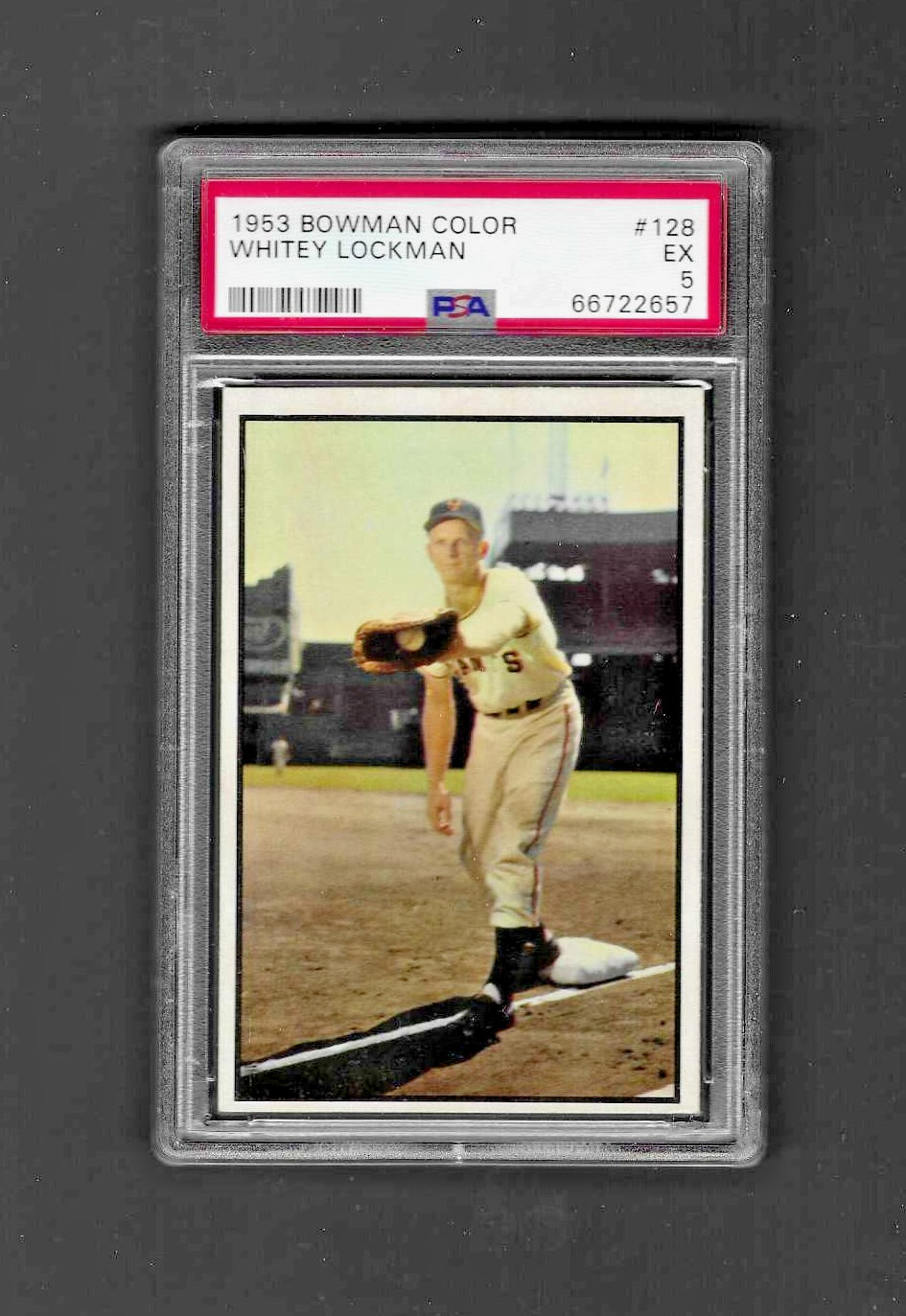 1953 Bowman Color Whitey Lockman #128 PSA 5