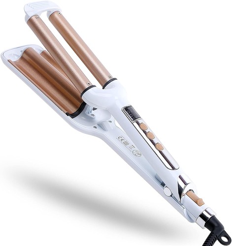 3 Barrel Hair Crimper Iron Professional Curling Wand 0.6 Inch Ceramic Fast Heat