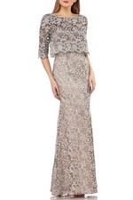 JS COLLECTIONS EMBROIDERED LACE SCALLOP TRIM EVEING GOWN DRESS sz 2