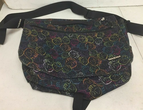 YAK PAK Black Multi Blue Green SKULLS Large Laptop Backpack Book Bag School A1C