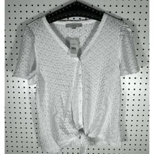 Loft Textured tie front top