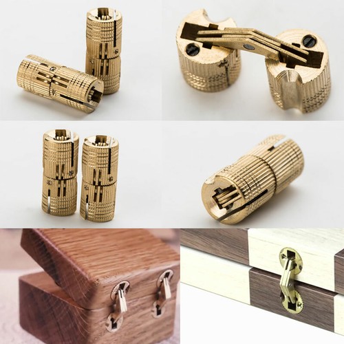 180º Solid Brass Cylinder Barrel Invisible Hinge for Caravan Worktops No Noise - 第 1/17 張圖片