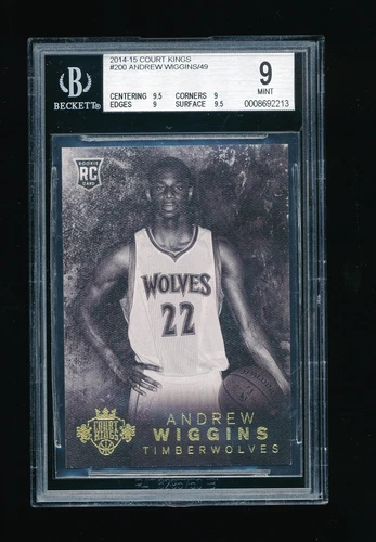 BGS 9 ANDREW WIGGINS 2014-15 PANINI COURT KINGS RC ROOKIE JERSEY NUMBER #D 22/49